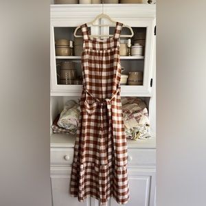 Doen Eve dress in nutmeg plaid M NWOT